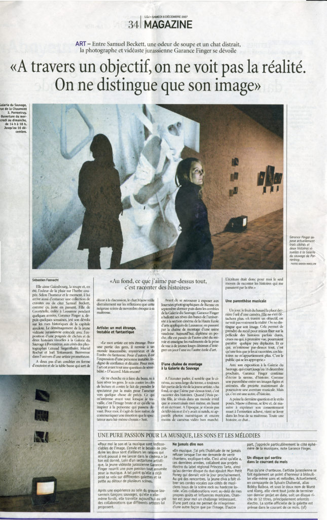 le Quotidien Jurassien - Magazine 08.12.2007 - Garance Finger